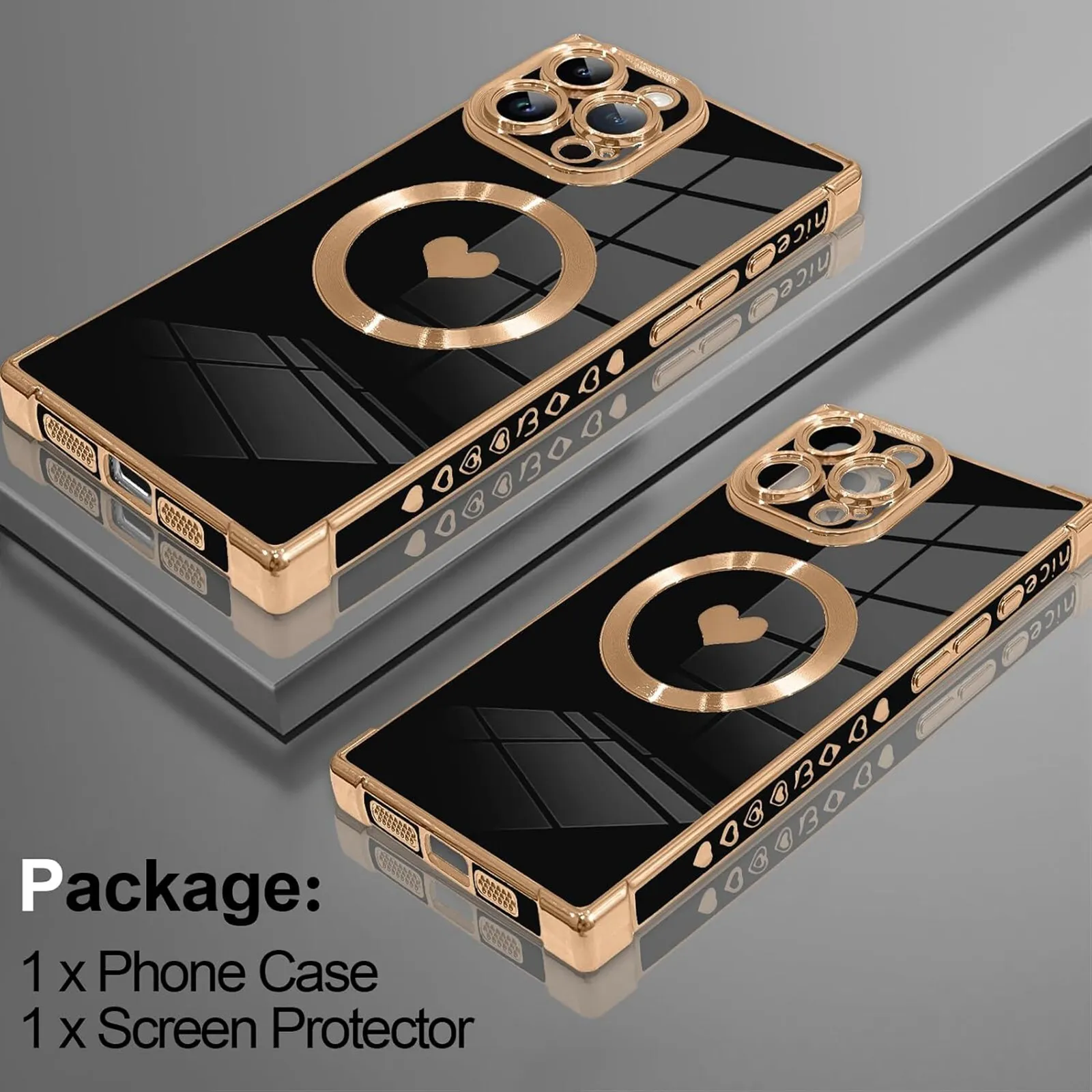 

Чехол для телефона с покрытием Love Heart, магнитный чехол для объектива Magsafe, пленка для iPhone 16, 15, 14 13, Pro Max, жесткий чехол с беспроводной зарядкой