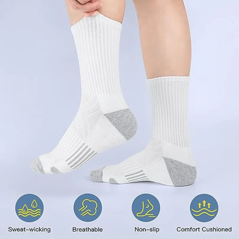 6 Pairs of High-Density Buffered Running Socks - Ventilated for All-Day Comfort - Perfect for Outdoor Sports