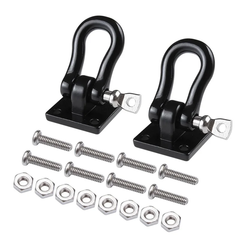 6 個のトレーラー牽引バックル牽引フック金属クライミングトレーラーシャックル 1/10 RC カートラッククライミングカー用 (ブラック)