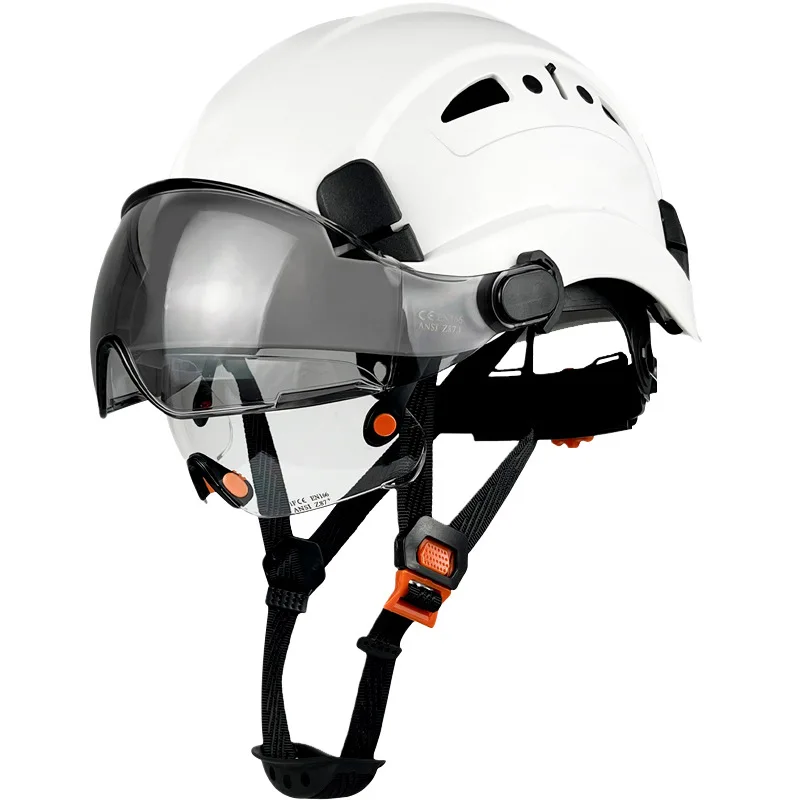 خوذة أمان البناء CE مع قناع مدمج في نظارات لمهندس ABS قبعة صلبة ANSI غطاء العمل الصناعي حماية الرأس جديد #5