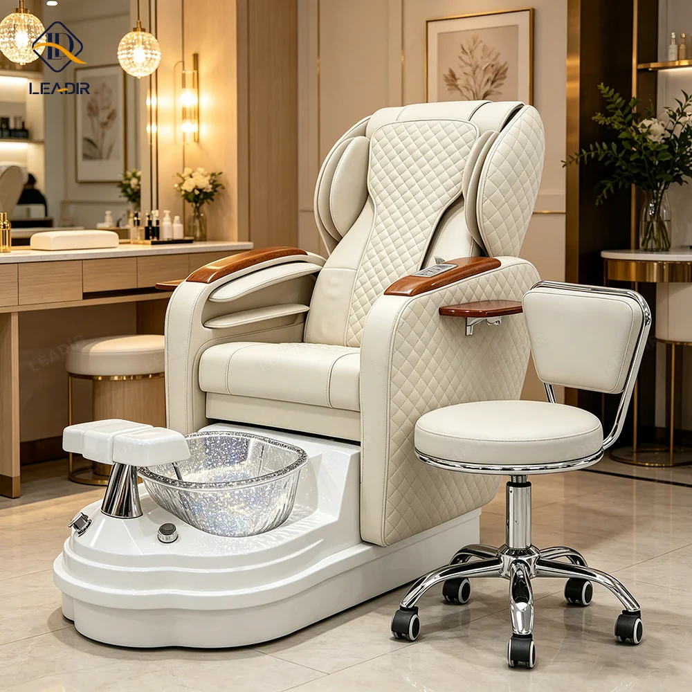Pedicure Spa Chair LED Light Massage Function Remote Control Steam Function Foot Bath Basin for Foot Care Center