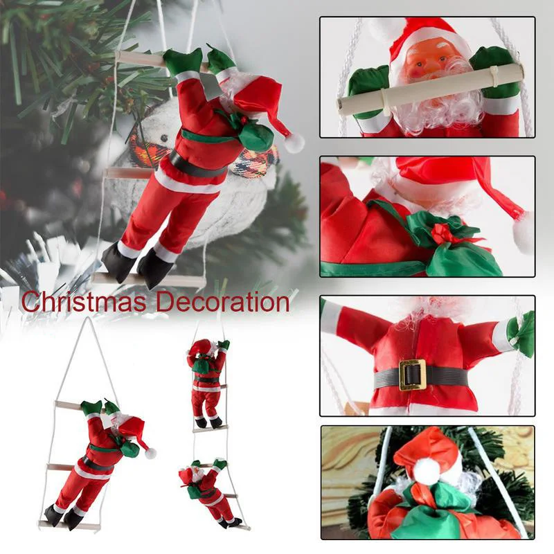 25CM Christmas Santa Claus Climbing on Rope Ladder Christmas Tree Hanging Ornament On Offer Christma Decorations For Home 2022