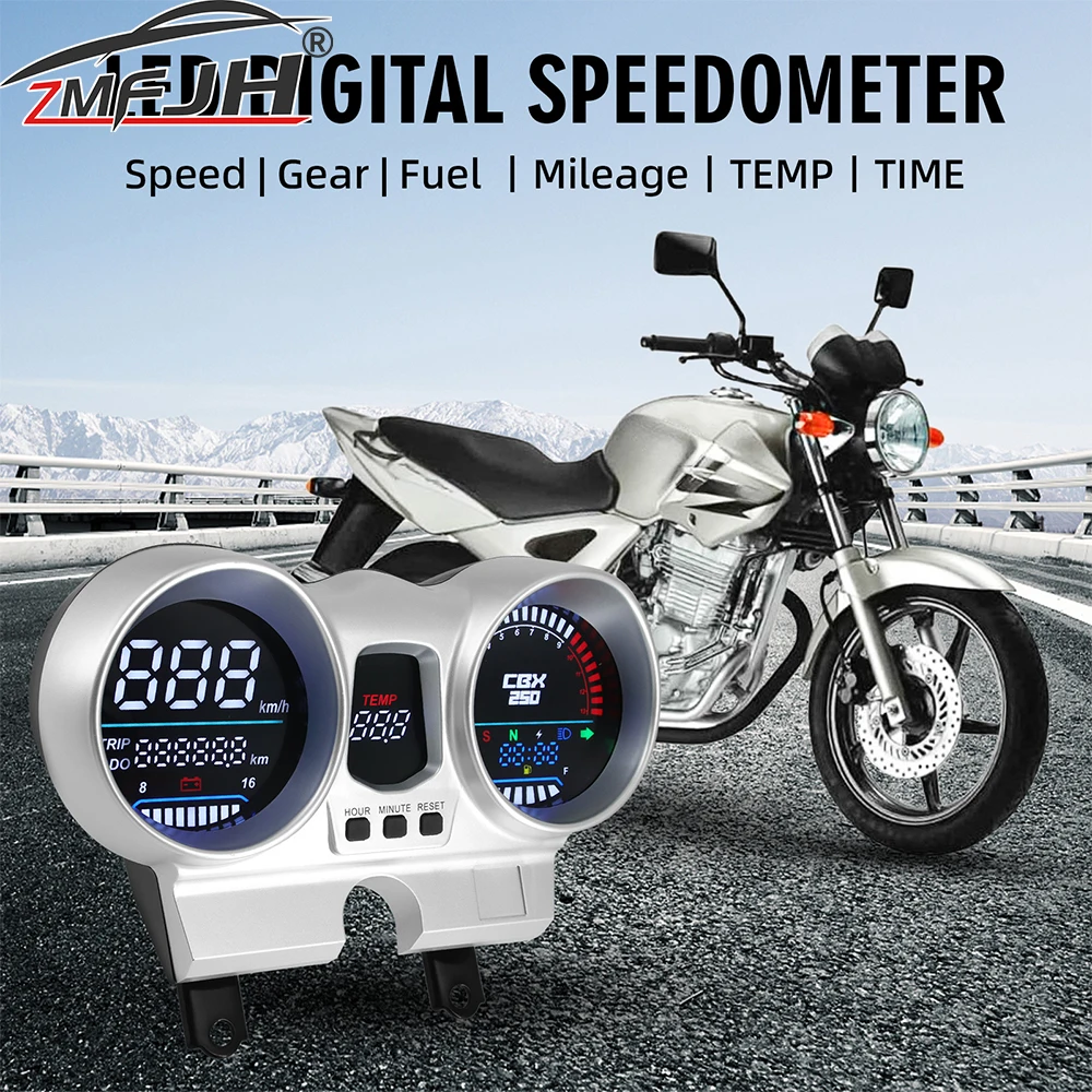 

12V Motorcycle Dashboard LED Speedometer For Honda CBX250 CBF250 Twister 2001-2008 Moto Odometer RPM Temp Fuel Gauge Customized