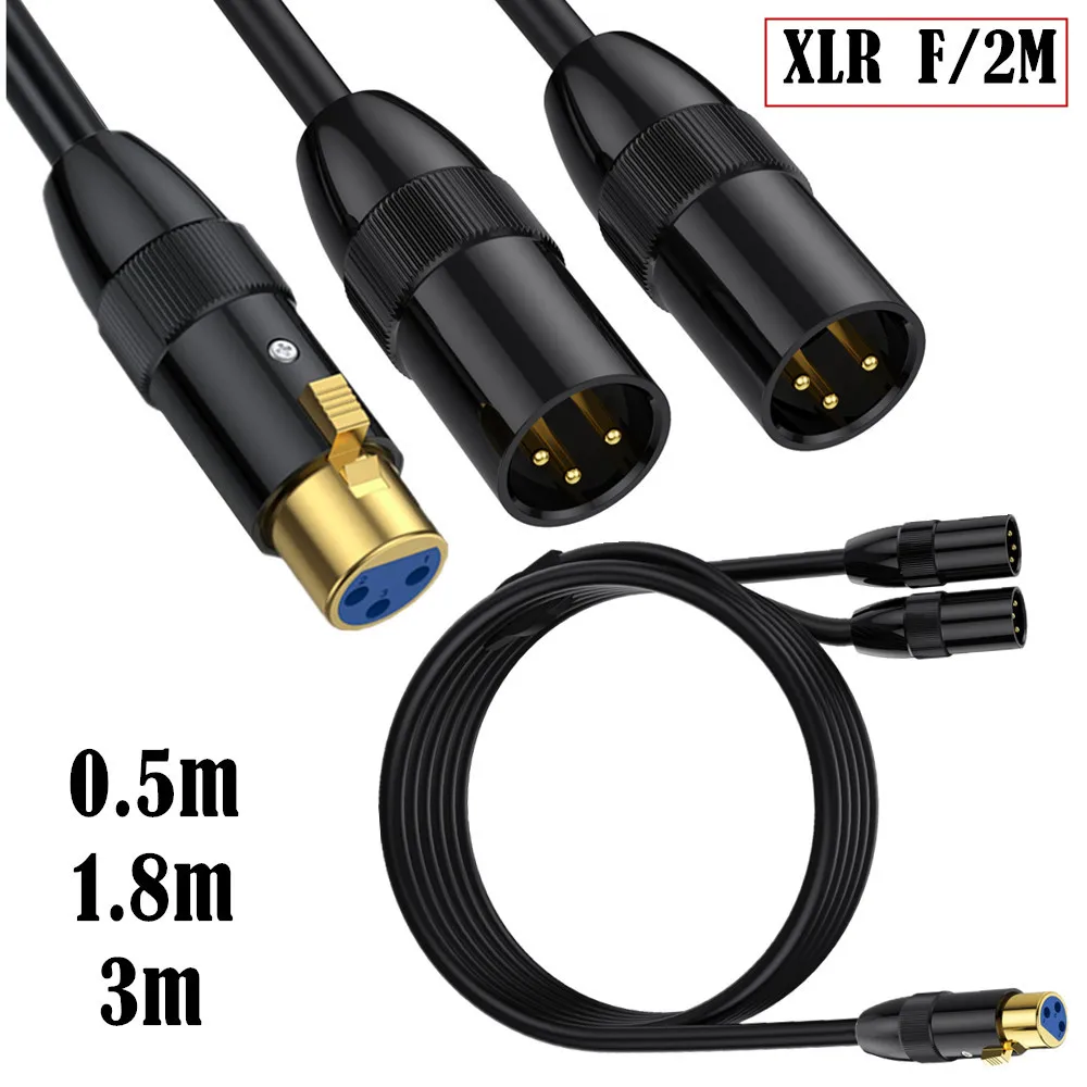 1/2 Y-Shaped Pure Copper Metal Shell Gold-Plated XLR Male And Female Microphone Mixer Amplifier Audio Cable XLR M-2F/F-2M/3M/3F