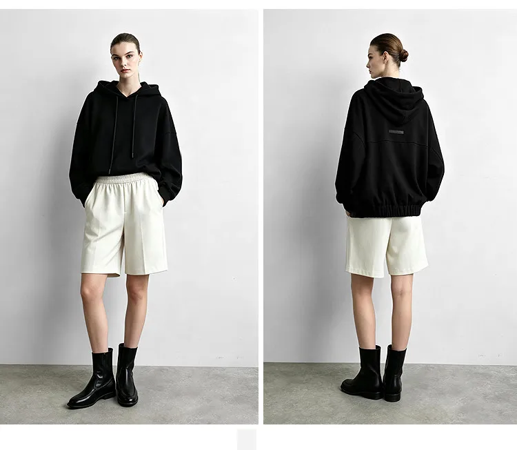 Amii Hooded Pullover Sweatshirt Drawstring Drop Shoulder Loose Fit Slimming Casual 2026 Winter Women's Clothes 12624037