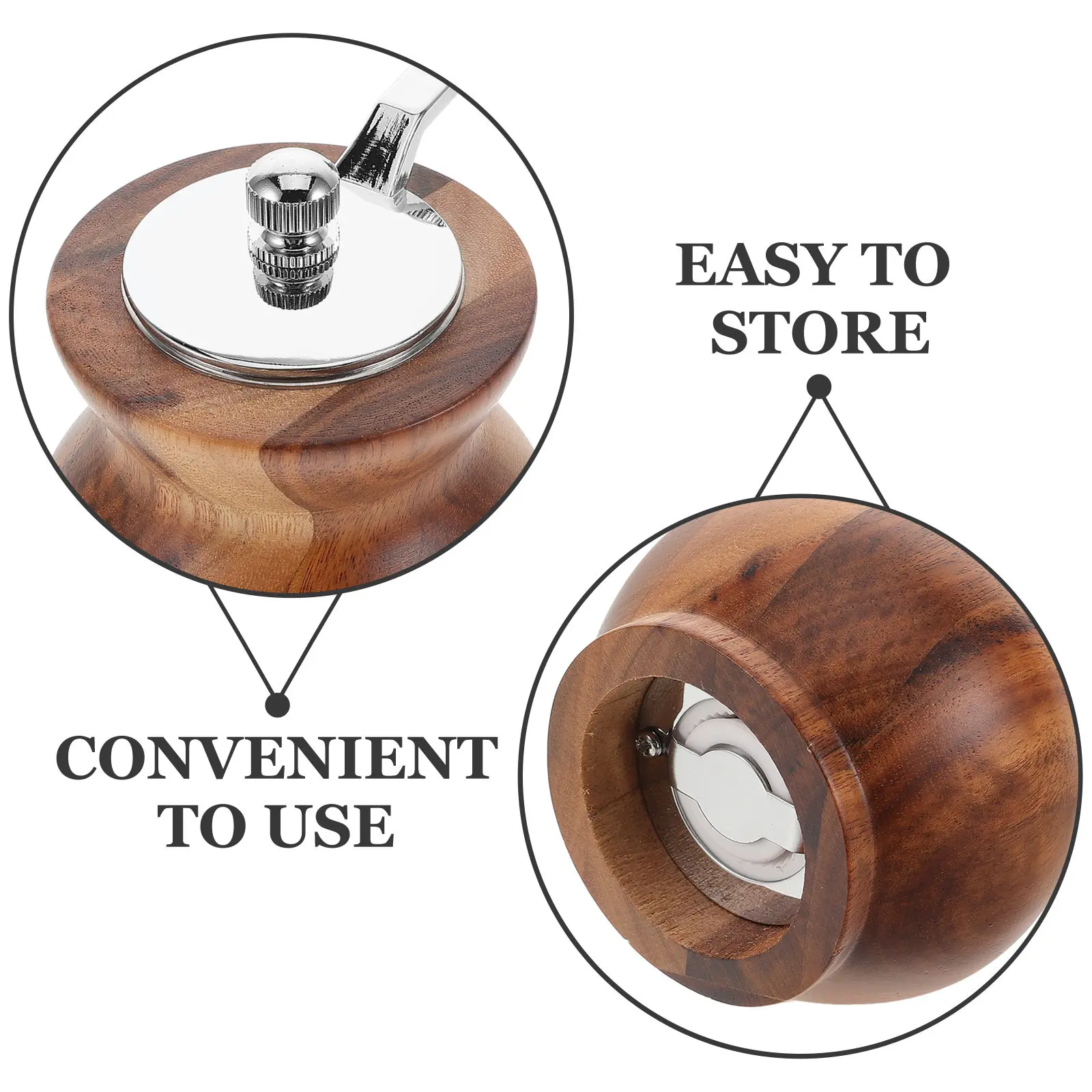 Mini Hand-Operated Pepper and Salt Grinder Adjustable Grinding Coarseness Portable Spice Grinder for Kitchen Outdoor Bbq
