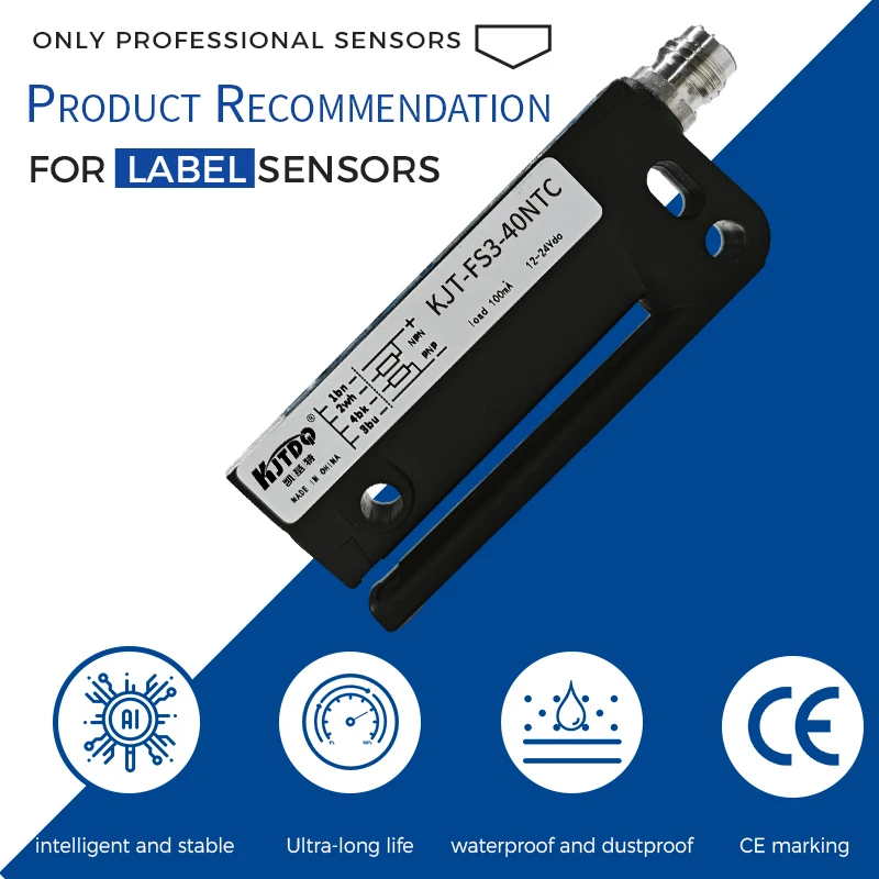 KJT Fork sensor Label Detection Exceptional Accuracy NPN Male Connector M8 4 Pin WFS3-40N41C