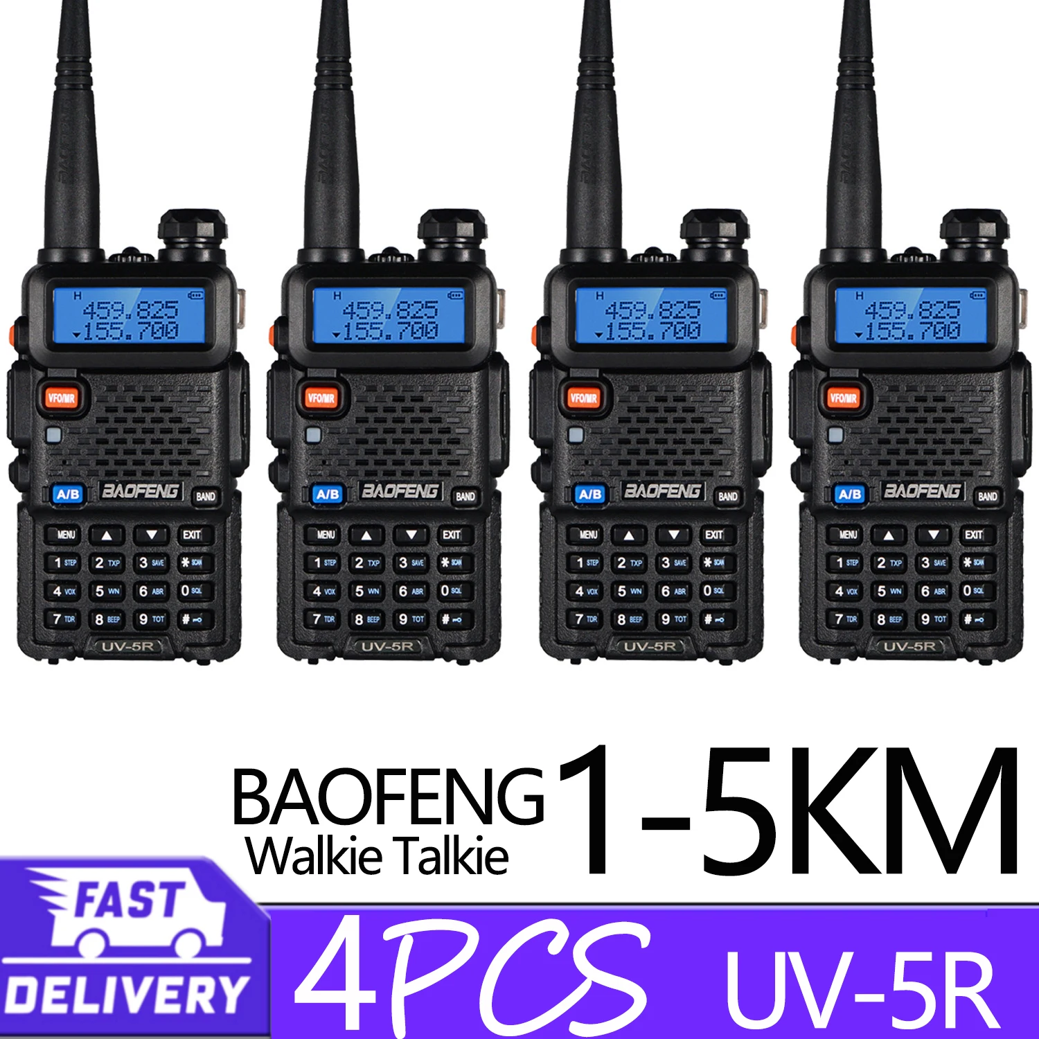 

4 pcs Baofeng uv 5r walkie talkie radio comunicador Dual band long range Two way Portable FM Amateur radio stations Transceiver