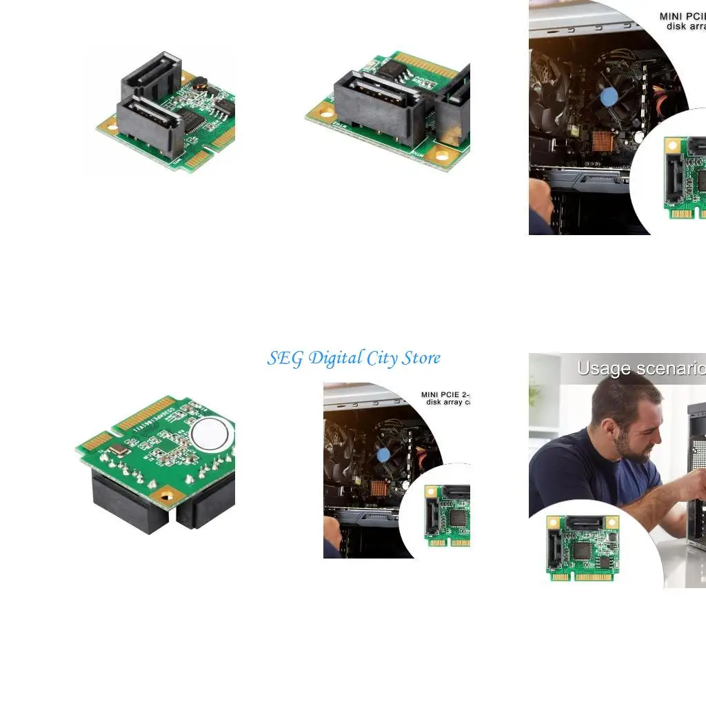 

U75B 2 Port Small PCIE Controller Supporting RAID1/RAID0 Small PCIe Expansion Card 6Gbps Data Backups