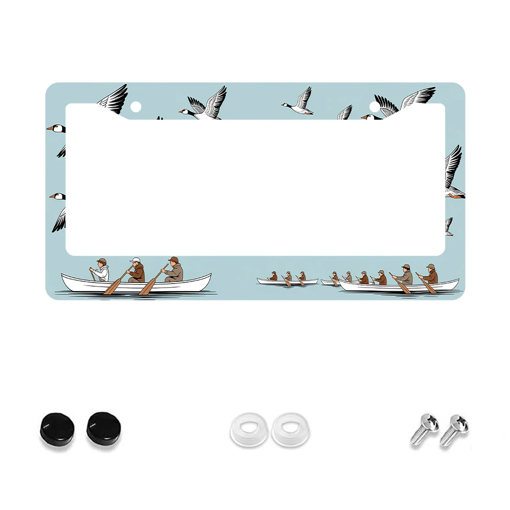 

1 шт. синяя рамка номерного знака в стиле ретро с 2 отверстиями и узором «утка и лодка», алюминиевый материал, 6x12 дюймов, включает комплект винтов