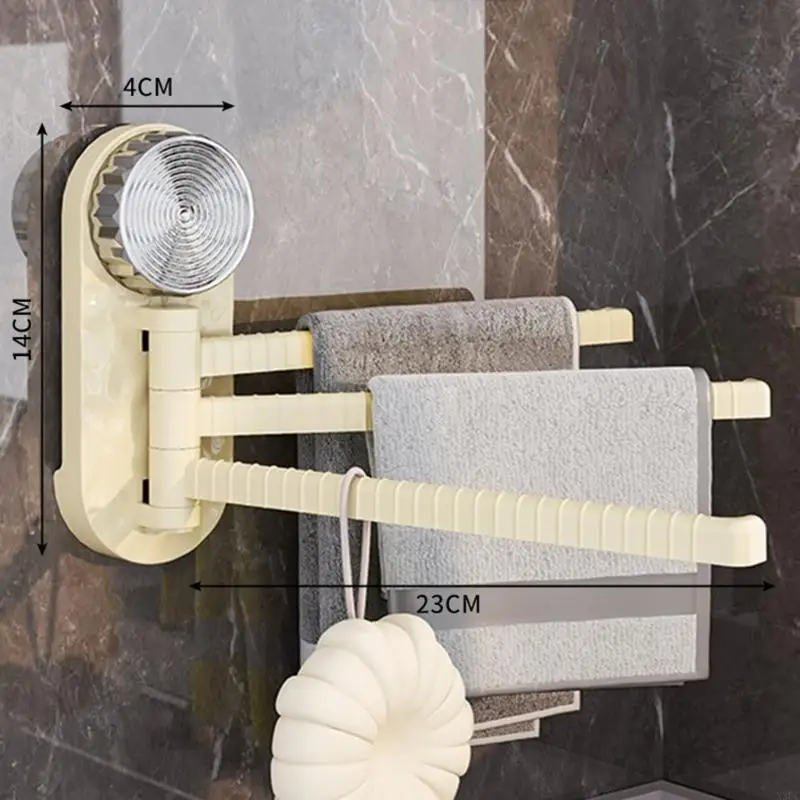 Suction Cup Rotating Towel Rack for Bathroom Wall-mounted Hook Kitchen Hanger For Effective Cleaning Tool Storage X3UC