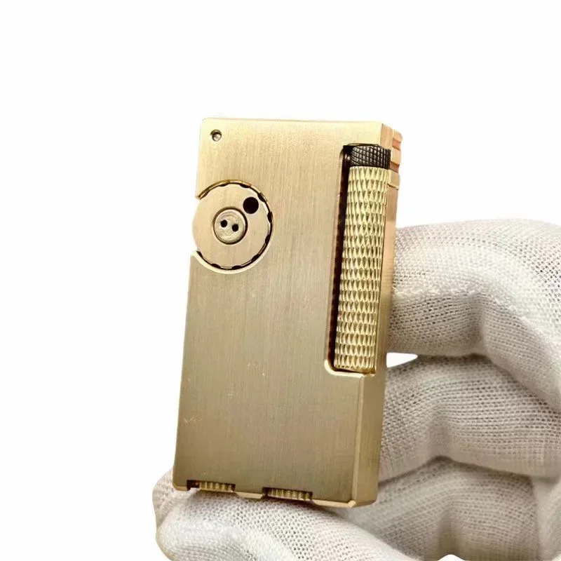 New Hand Carved Side Pulley Brass Lighter Double Oil Compartment Lifting Arm Kerosene Lighter Men\'s Collection Gift