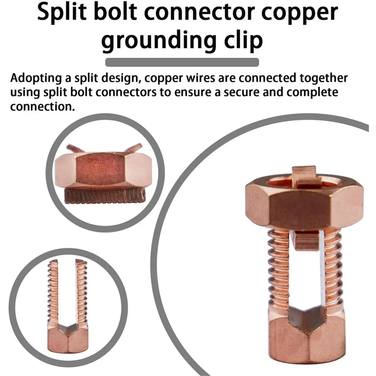 Premium Household 5PCS TJ-16 Split Bolt Wire Connector,High Strength Copper Grounding Clamps,Ground Wire Connector for 6/7/8 AWG