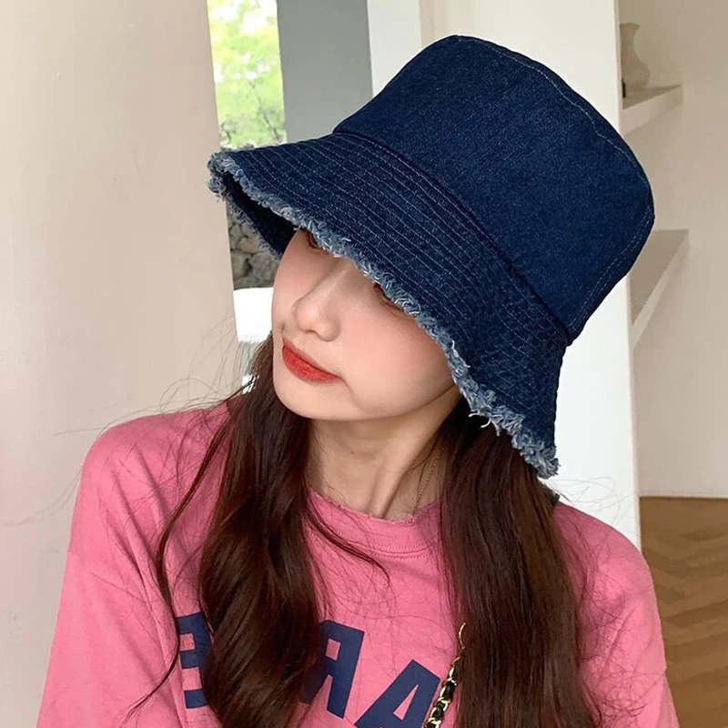 2022 New Foldable Fisherman Hat Washed Denim Bucket Hats Unisex Fashion Bob Caps Hip Hop Gorros Men Women Panama Bucket Cap