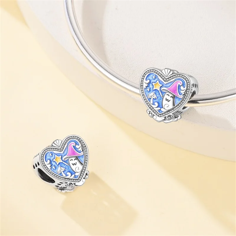 925 Sterling Silver Romantic Snow Scene Rose Starry Sky Oil Painting Charm Bead Fit Original Bracelet DIY Women Jewelry Gifts