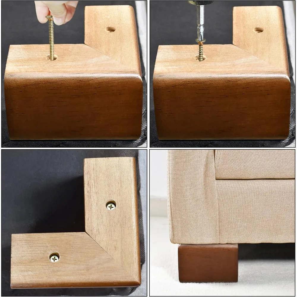 أرجل من الخشب الصلب للأثاث، رافعات سرير على شكل حرف L، أرجل أثاث لطاولة خزانة الأريكة، أقدام أريكة الأريكة