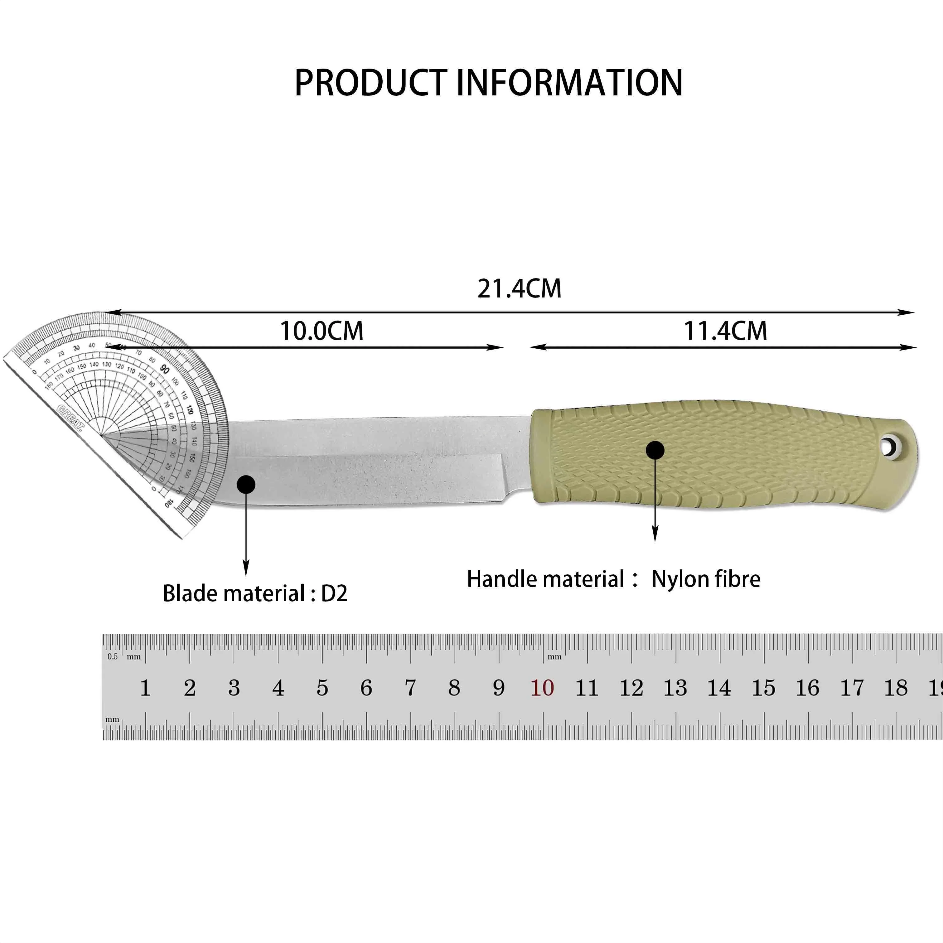 BM202 Small Straight Knife D2 Blade Nylon fiber handle Outdoor camping hiking portable Tactical hunting knife cowhhide sheath