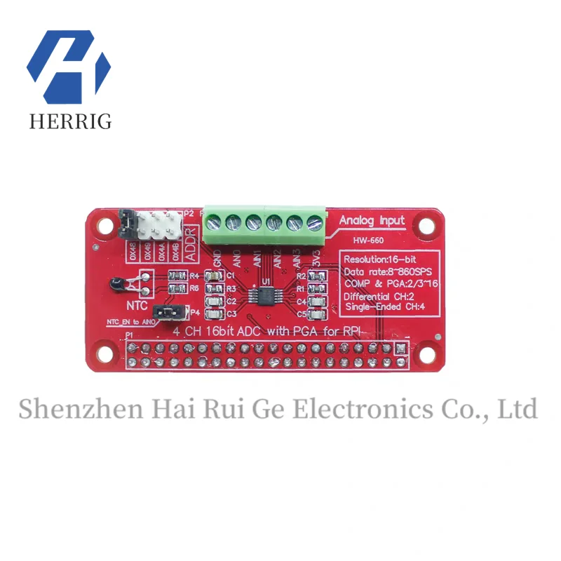 

Suitable for Raspberry Pi 2/3/4B+ADS1115-ADC module precision analog-to-digital converter