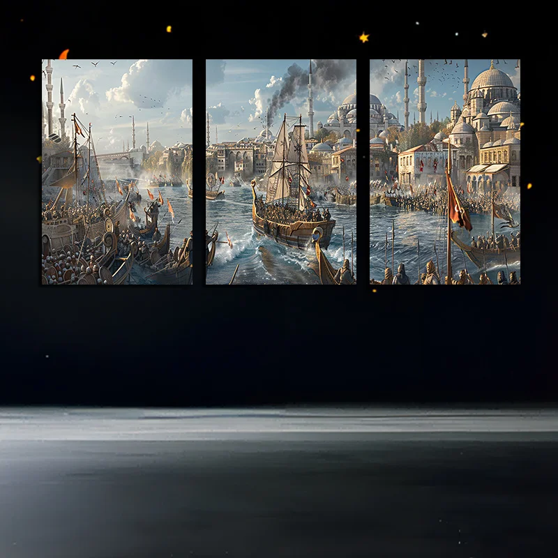Unframed Set of 3 Canvas Wall Art:Warfare Art for Bedroom, Living Room, Home Decor - Artist's Drawing Collection