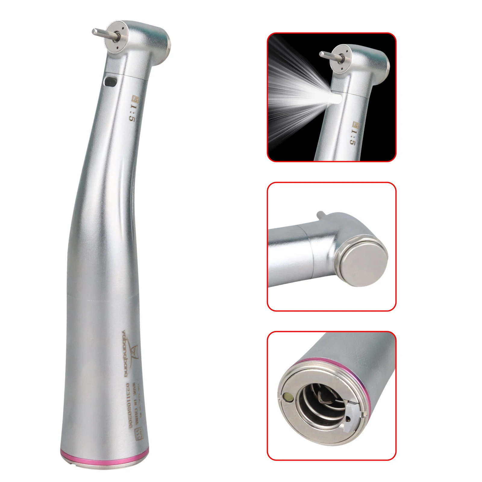 Dental Increasing 1:5 ratio Handpiece LED Fiber Optic Push Button Contra Angle 3 Spray Autochuck For NSK KAVO Electric Motor