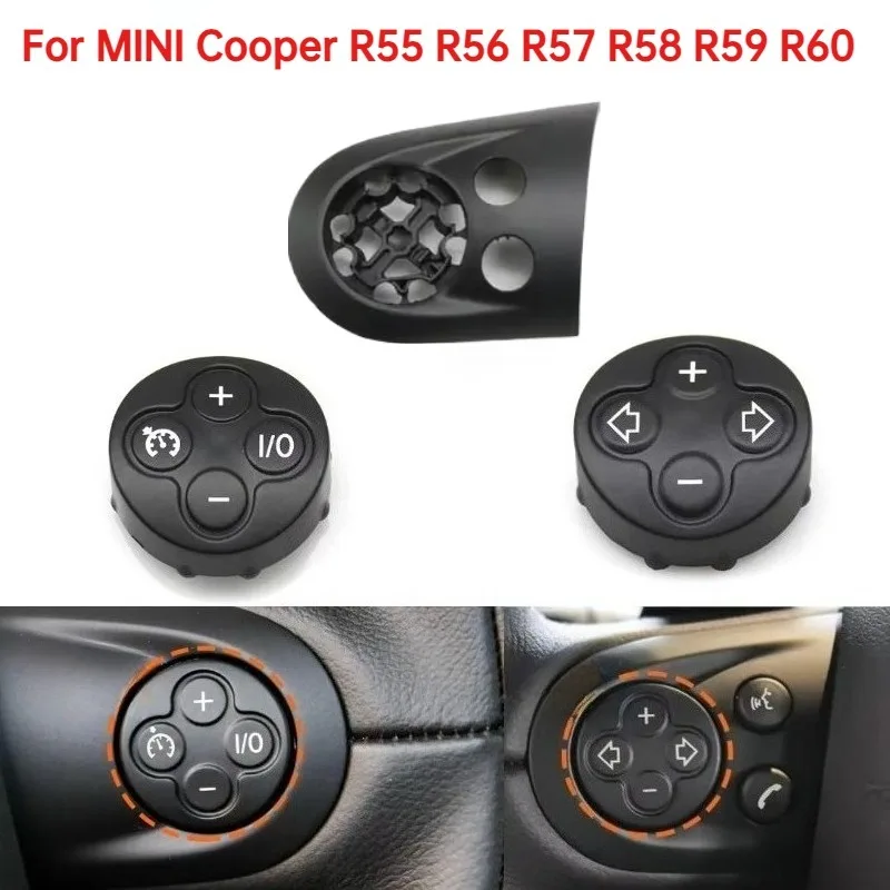 Car Multifunction Steering Wheel Volume Button Cover Cruise Control Plate Switch Trim For BMW MINI Cooper R55 R56-R61 2007-2014