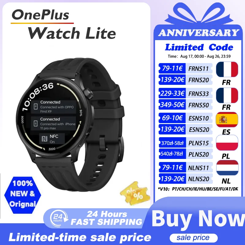 Estreno mundial OnePlus Watch Lite Smart Watch Versión global Hasta 10 días de …