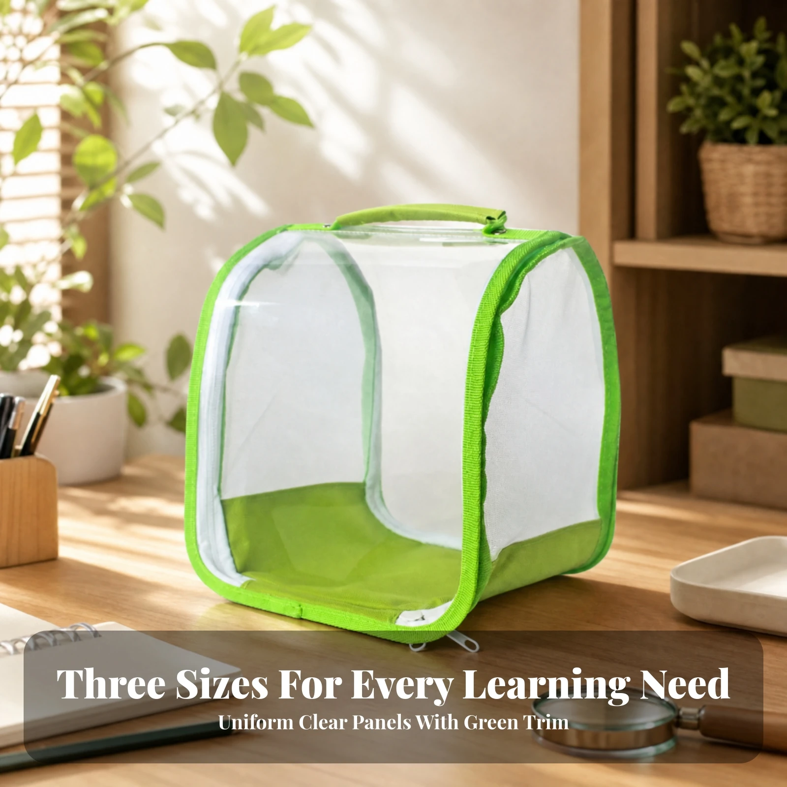 Foldable Bug Rearing Enclosure with Transparent Panels Easy to Observe Collapsible Butterfly Habitat with Mesh Panels