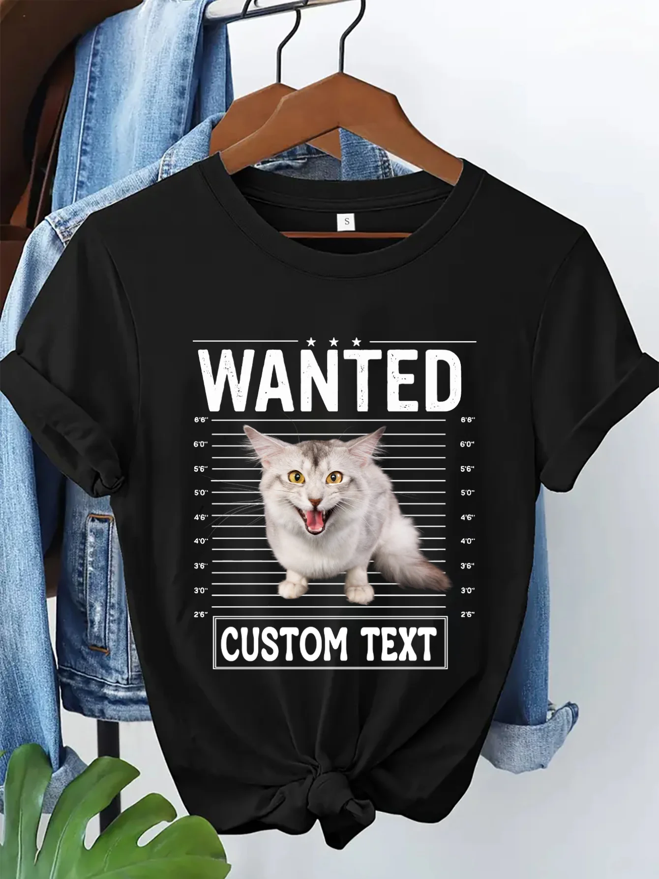 Fun and Interesting Pet Photos and Text Printed Pattern T-shirt Printed Women's Fashion Casual Round Neck Summer T-shirt