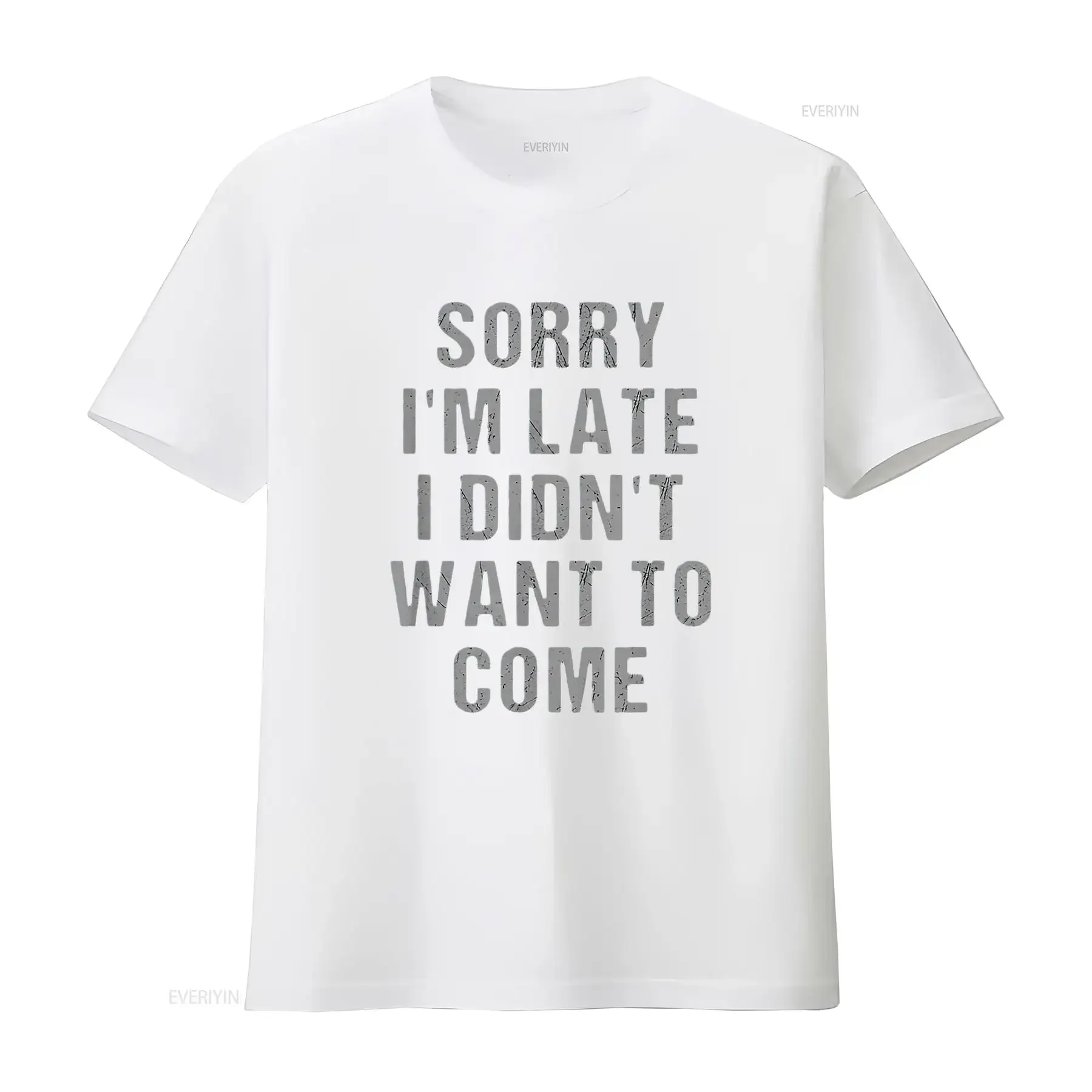 آسف لقد تأخرت لم أريد أن أتي قميص نسائي مضحك ساخر أبيض 3XL عتيق مغسول قابل للتنفس أوم أنيق غير رسمي #4