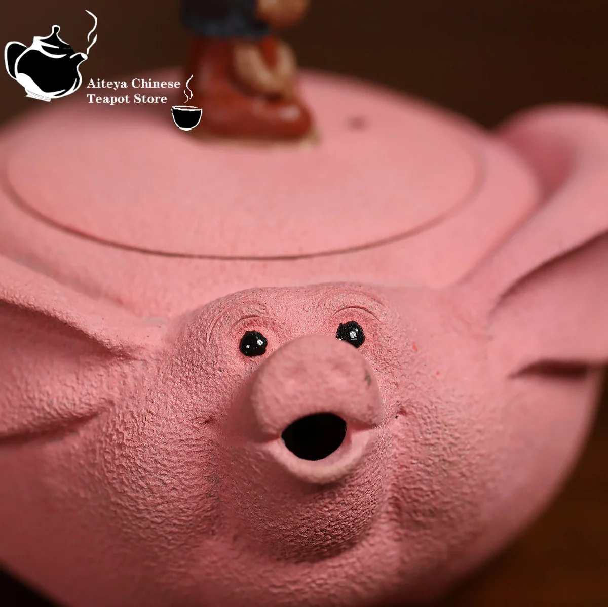 Tetera púrpura Yixing, lodo de barro de mineral original en polvo, tetera de mano Nezha Flying Pig, tetera ornamental para mascotas