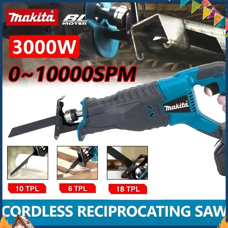 

Makita For 20V18V Battery Brushless Reciprocating Saw Reciprocating Saw Portable Cordless Power Tools With 4pcs Saw Blades