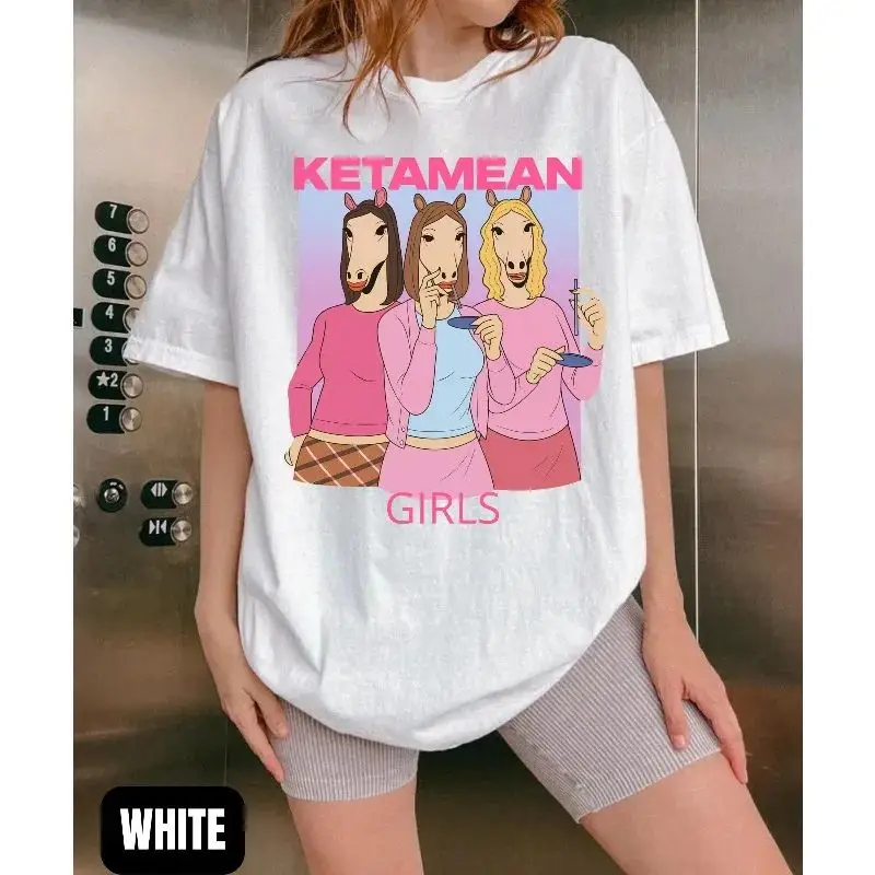 Lustiges Ketamin T-Shirt Ketamean Mädchen T-Shirt Mean Girl Tee Sommer Y2k Mode Tees Lässiges Lockeres Streetwear Print T-Shirt Unisex