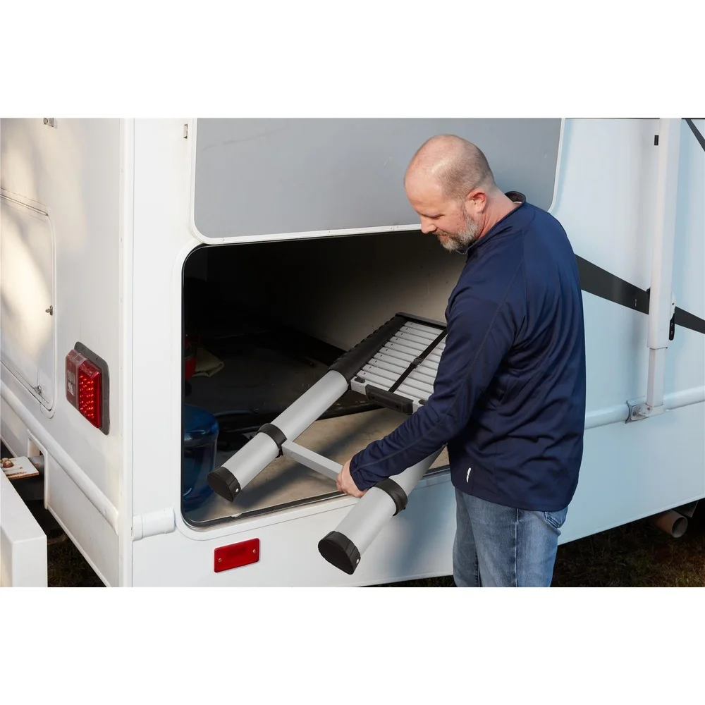 16ft Telescoping Ladder Aluminum Compact Lightweight Adjustable with Ergonomic Grips SmartClose System Locking Indicators Stable