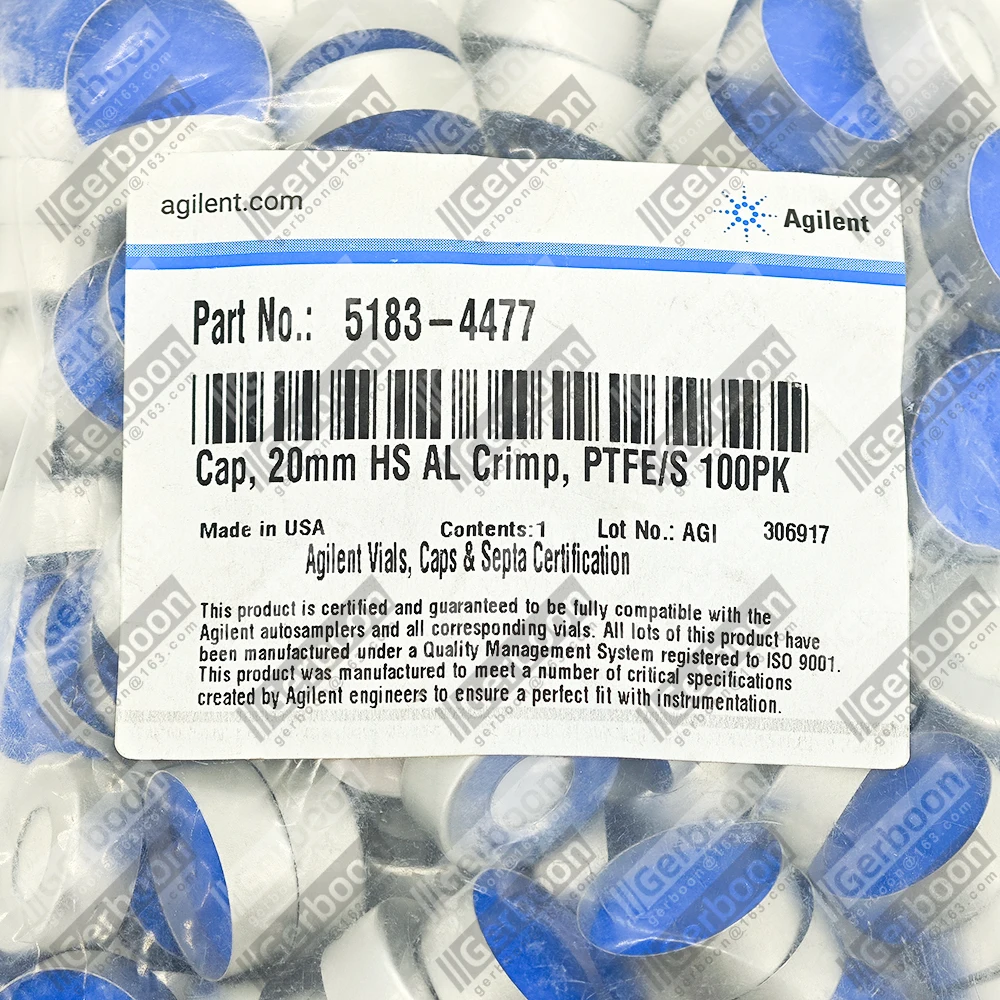 Agilent 5183-4477 Caps and Septa, crimp, headspace, aluminum, PTFE