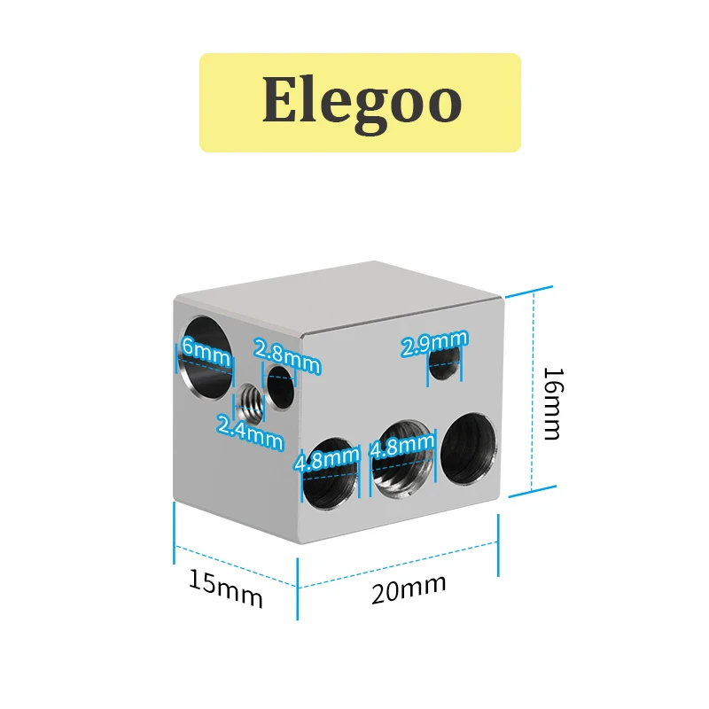 Blocco termico in alluminio CR10 vulcano PT100 V6 blocco riscaldato per stampante 3D Ender-3 S1 Pro CR10 Pro CR6 SE Elegoo ANYCUBIC