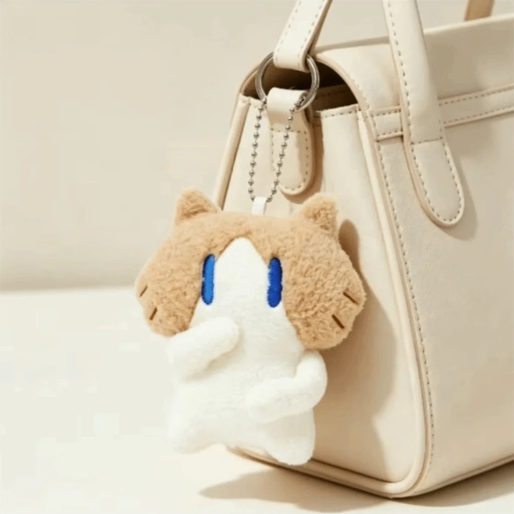 Soft Fluffy Cat Plush Keychain Exquisite Design Cartoon Animal Cat Plush Doll Keyring Kawaii Cute Kitten Plush Keychain