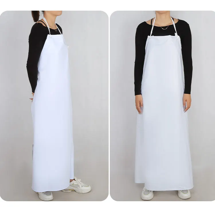 Thickened white apron waterproof oil resistant smock PVC industrial acid and alkali resistant wear-resistant food grade apron