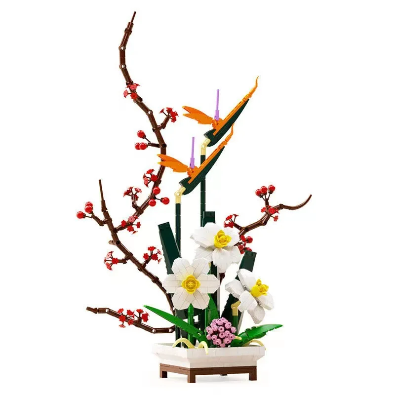 Ewige Blume Narzisse Modell Bausteine Botanische Sammlung Serie Flower World Ziegel Pflanze Pfirsichblüte
