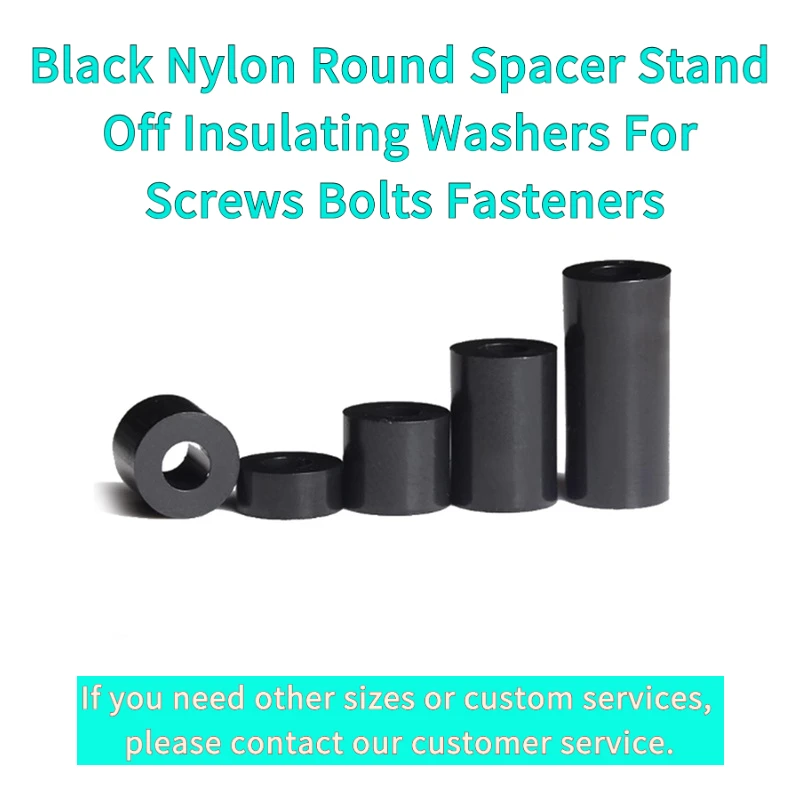 Black Nylon Round Spacer Stand Off Insulating Washers Screws Bolts Fasteners