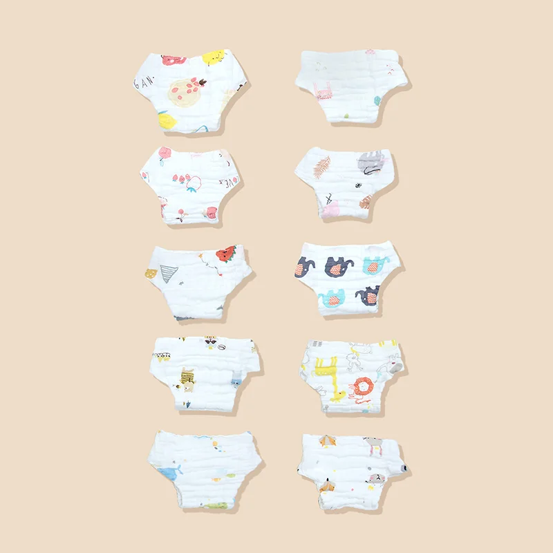 3/5Pcs Washable baby cloth diapers 12 layers 100% cotton gauze cartoon baby training pants waterproof newborn cloth diapers