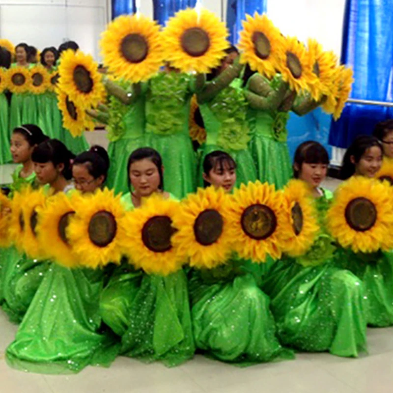 1pc Neue Sonnenblumen Kopf Set Kinder Dance Show Gesicht Sonnenblumen Spiele Eröffnung Zeremonie Eingang Requisiten Sonne Gesicht Set Cosplay