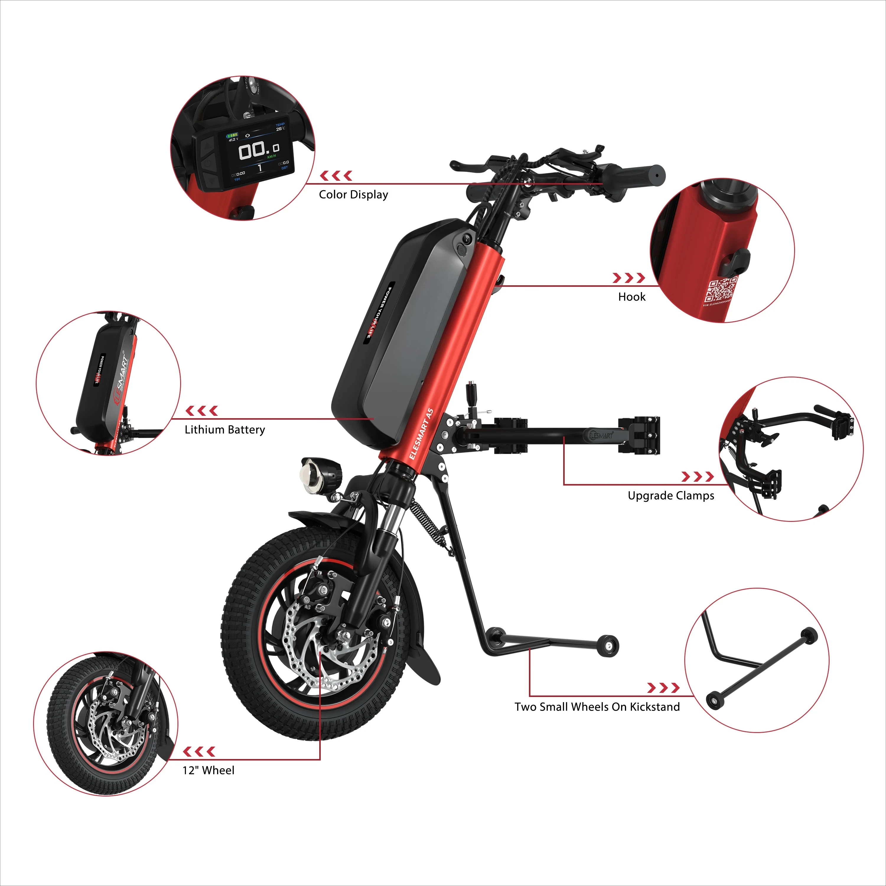 Popular 12 Inch Attachable Electric  Handbike 500W Electric Handcycle Tractor for the Elderly