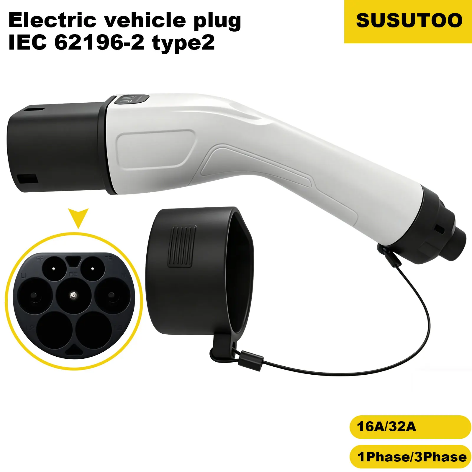Connettore di ricarica EV Tipo 2 Maschio IEC 62196 16A 32A EVSE, ricambio per stazione di ricarica EV europea Wallbox