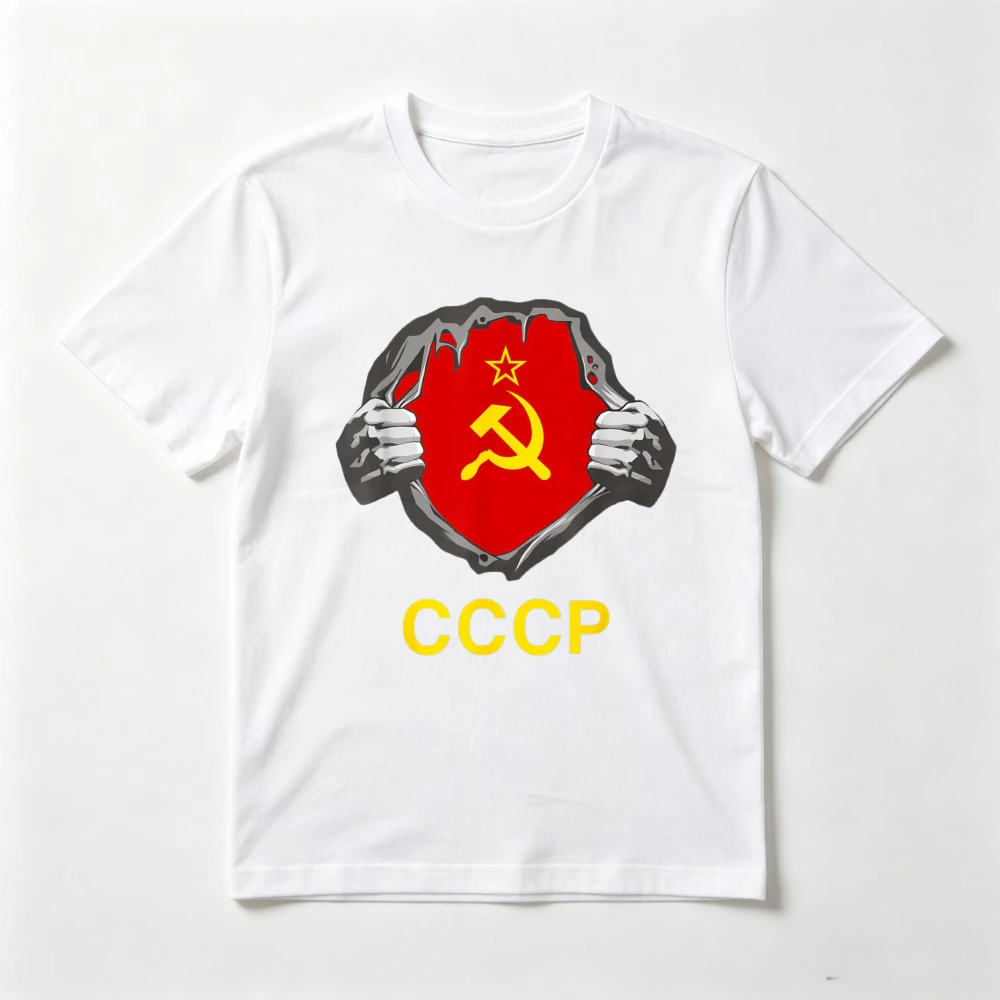 Soviet Union Flag Retro Style USSR CCCP T-Shirt Casual Fashion Loose Short Sleeve O-neck Summer Breathe Man Women Clothing
