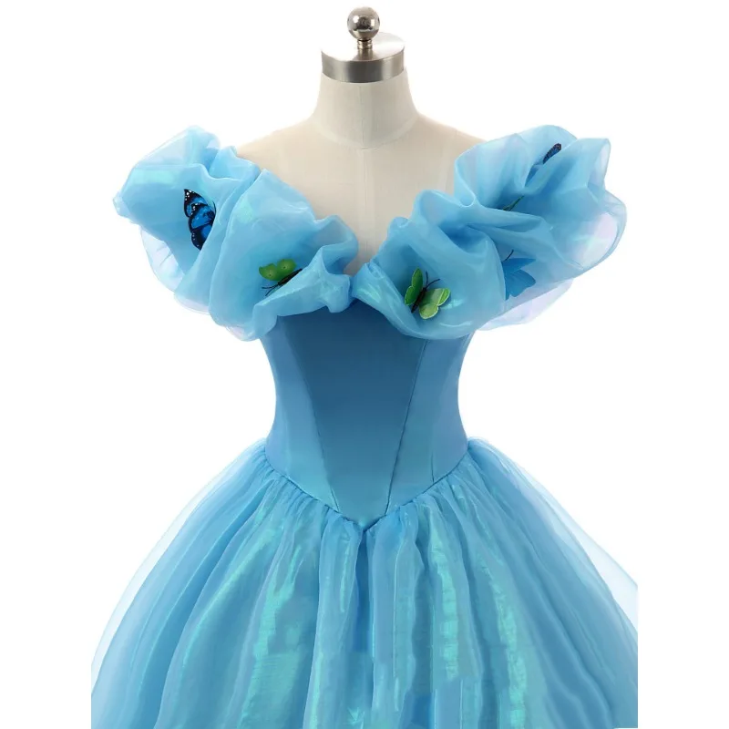 Vestido de noite azul 2025 novo estilo qi di tamanho grande comércio exterior exportação vestido de casamento saia pong moda princesa saia