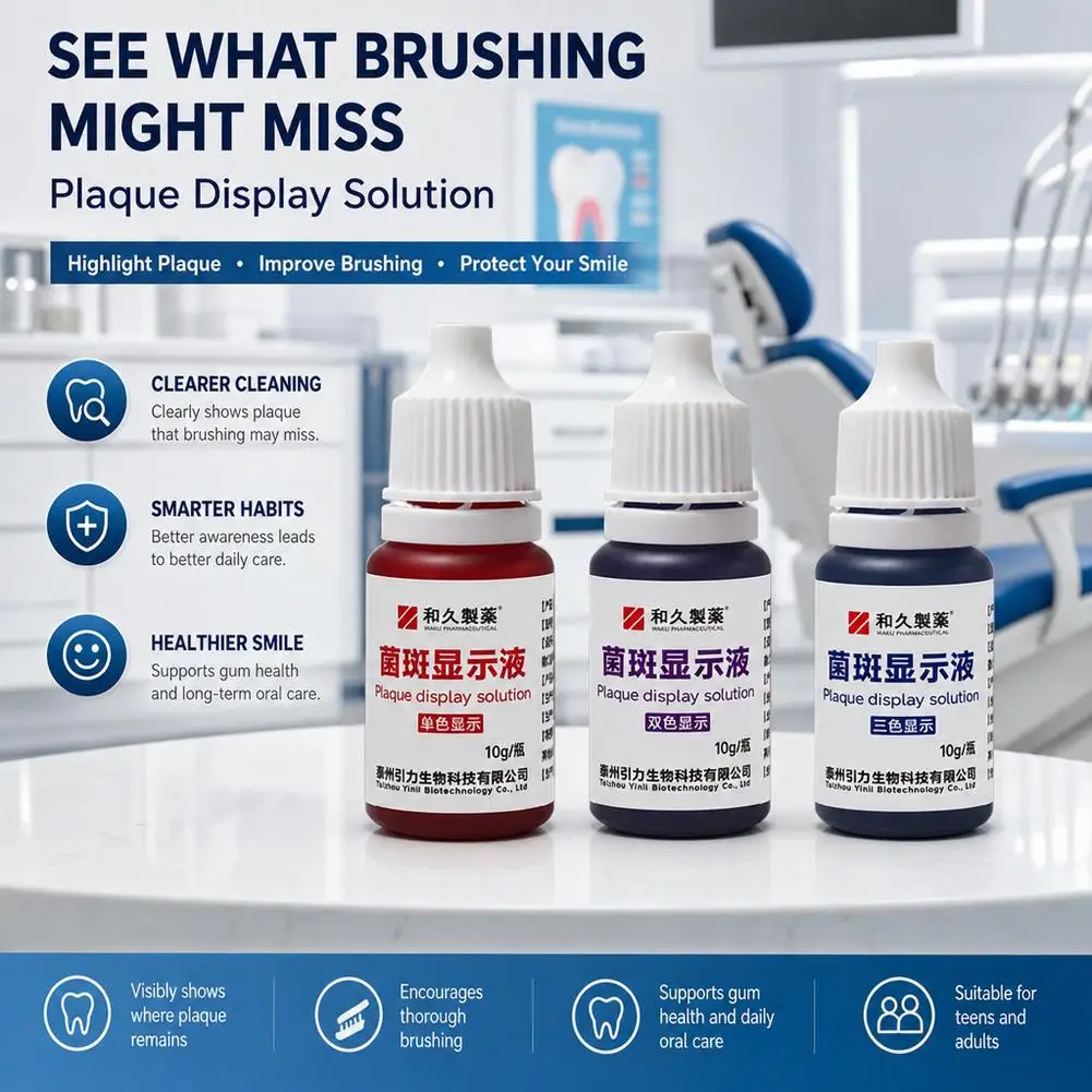 Plaque Disclosing Liquid Dental Plaque Reveal Solution Food Grade Safe Teeth Stain Indicator for Kids Orthodontic Oral Care
