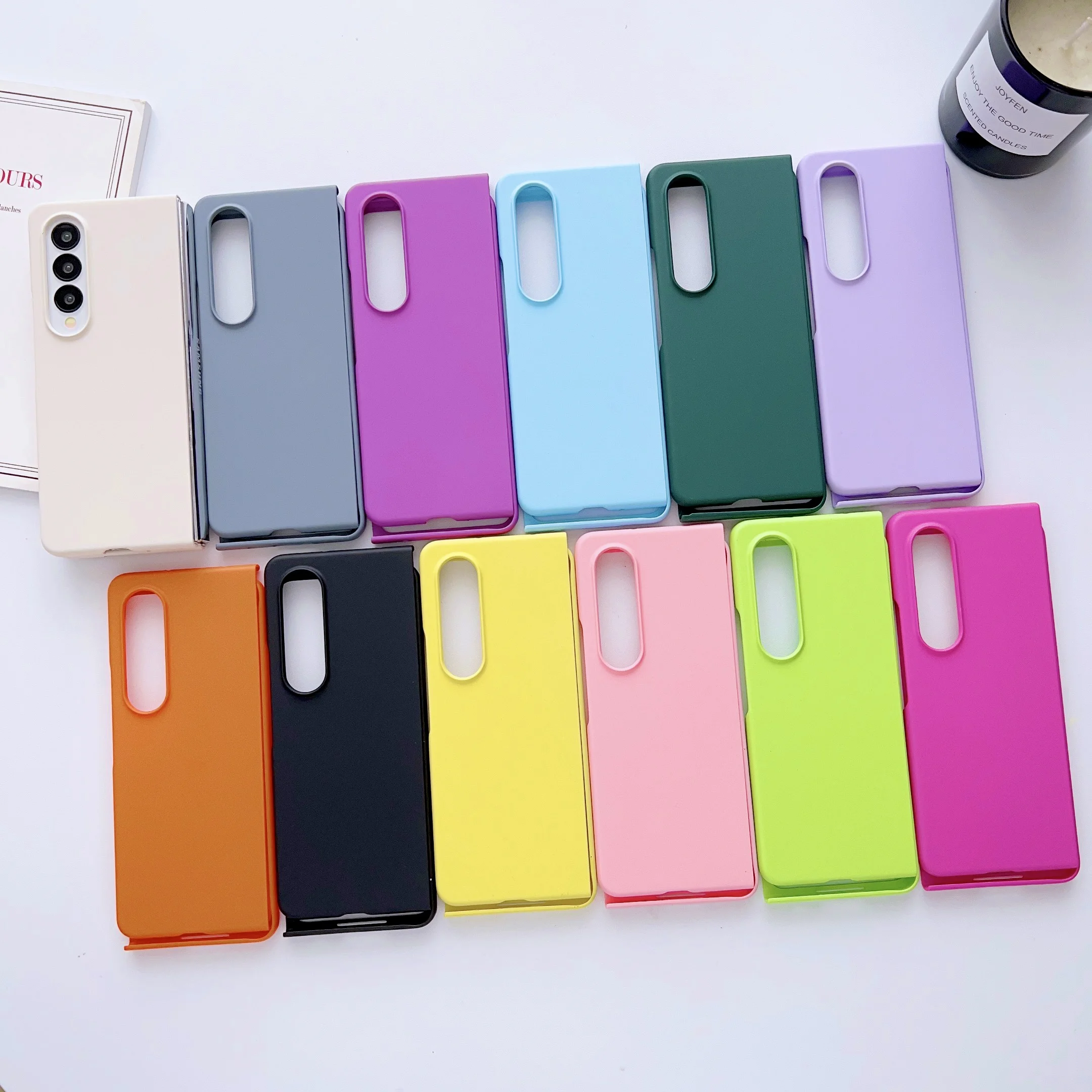 

Solid Color Phone Case For Samsung Galaxy Z Fold 3 4 5 5G PC Hard shell Protective Fold5 Fold4 Cover