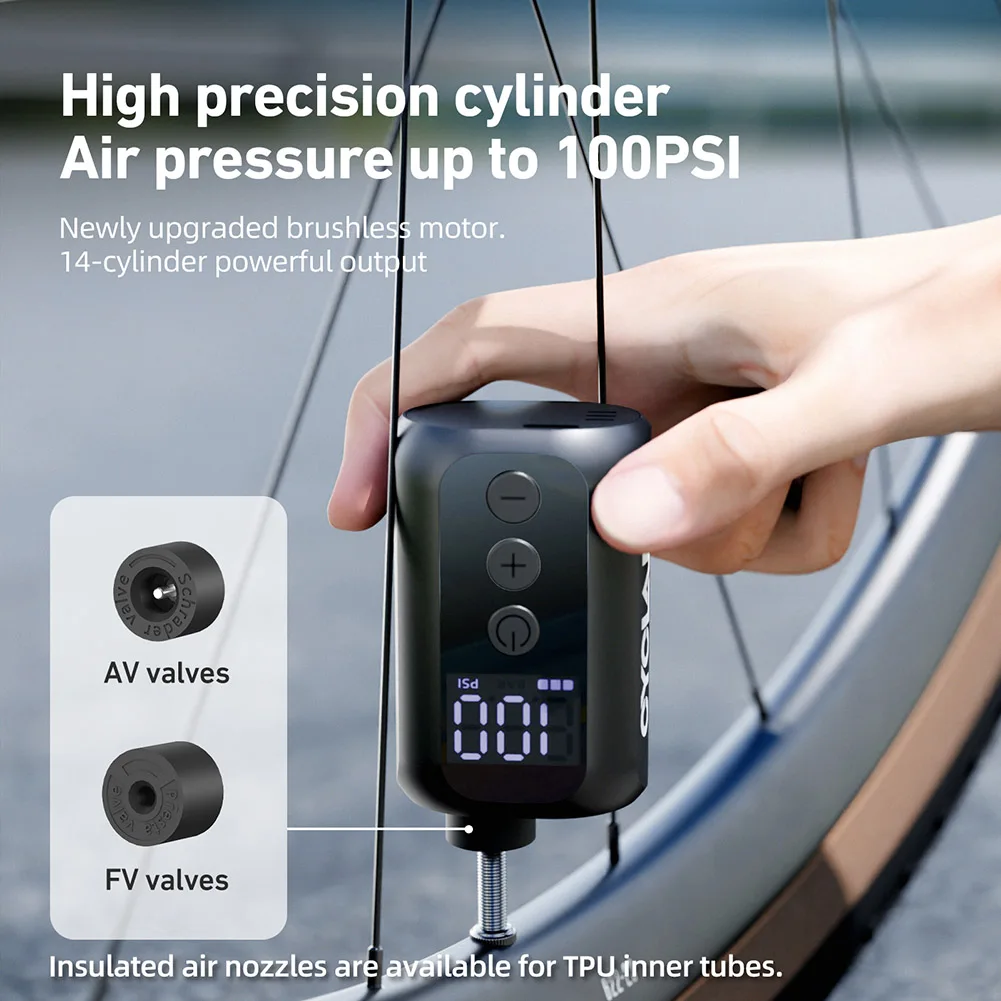 

100 PSI Mini Electric Pump Multifunctional Bicycle Tire Inflator USB Rechargeable Air Mattress Pump for Mountain/City/Road Bike