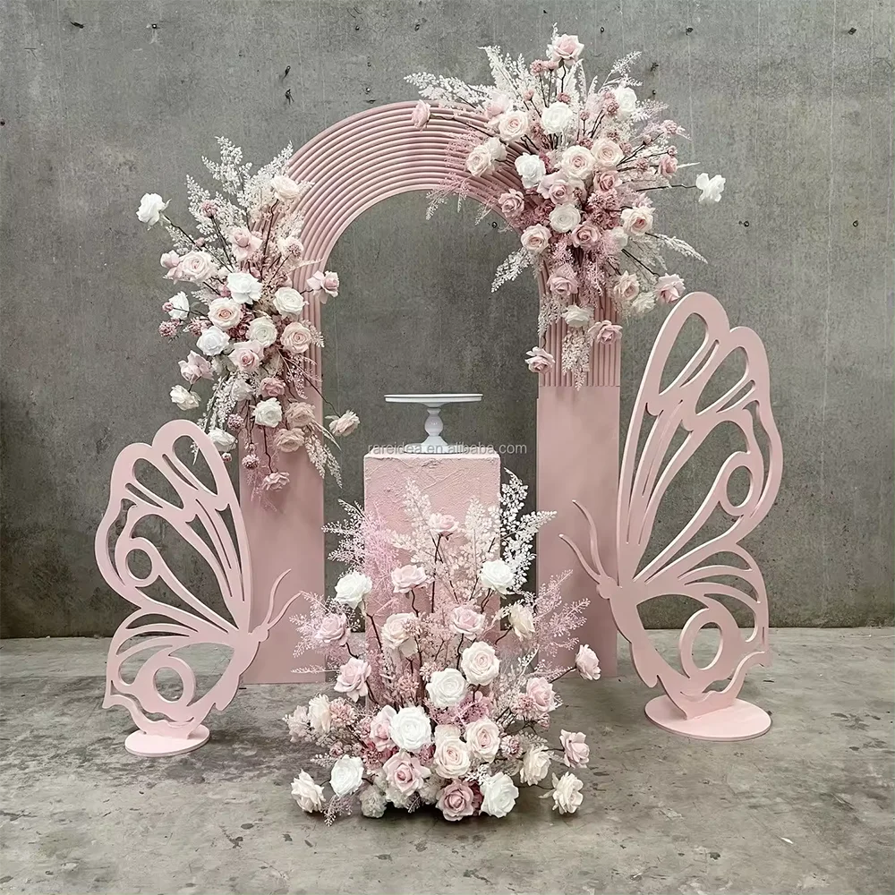 High Quality Exquisite Acylic Pink New Panel Wedding Backdrop Stage Decoration