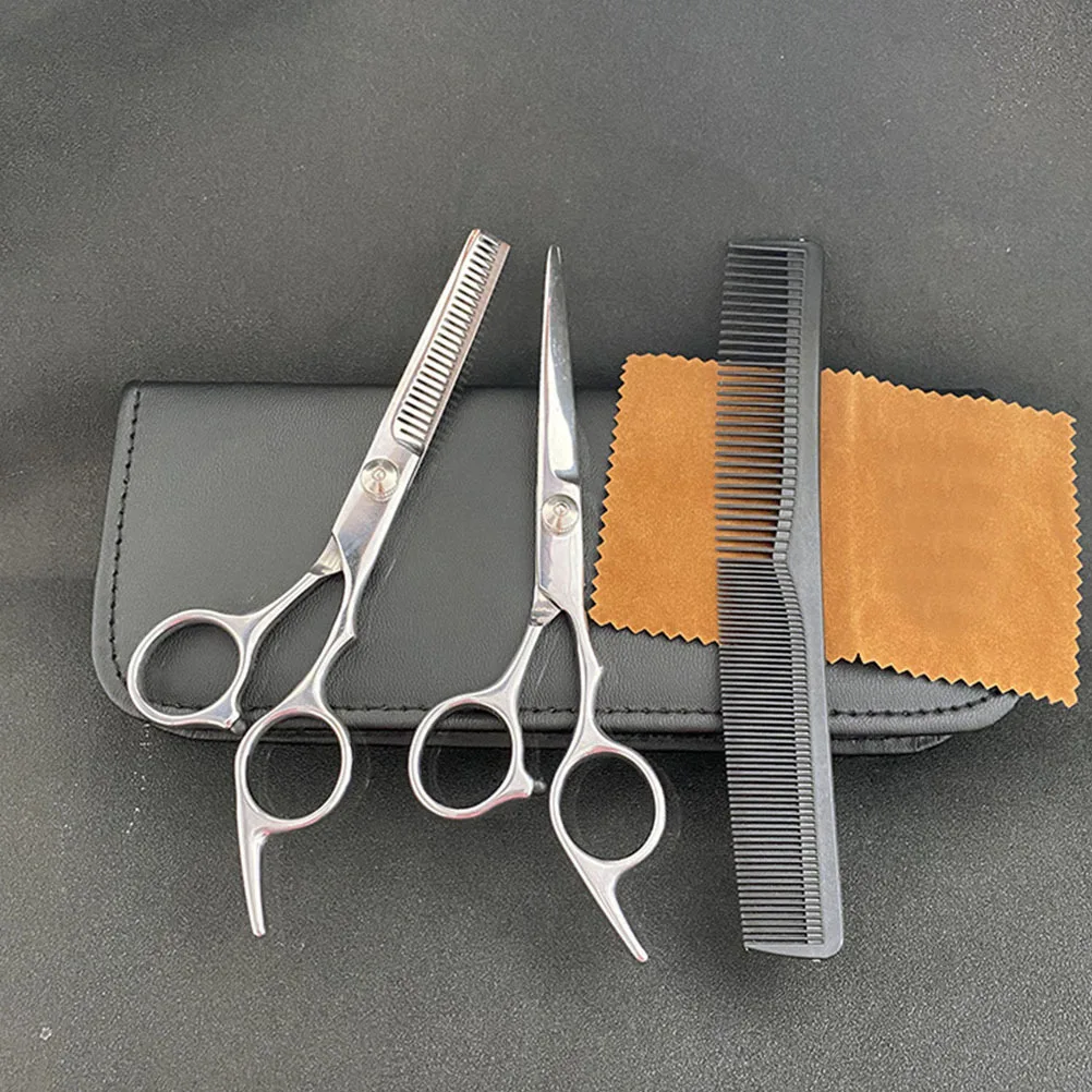 طقم مقص تصفيف الشعر 6 بوصة من الفولاذ المقاوم للصدأ قطع الأسنان مستقيم قطع مشط مجموعة لصالون الحلاقة للاستخدام المنزلي أدوات التصميم #3